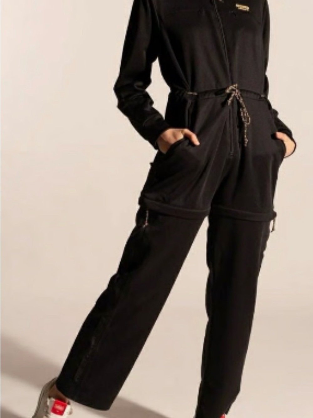 adidas Black Zip-Front Utility Jumpsuit